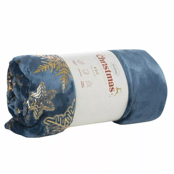 Koc świąteczny gwiazdki Joy 3 Eurofirany granatowy