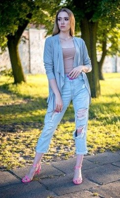 552 Letni Kardigan Sweterek Damski MIRACLE  - jasny melanż