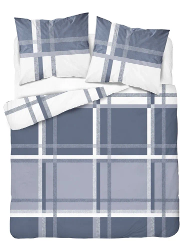 Pościel satynowa 4674 B Home Satin krata Detexpol niebieski 