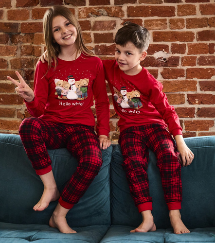 Cornette Winter 593/171, 966/171 – chłopięca piżama świąteczna, czerwona, bawełna