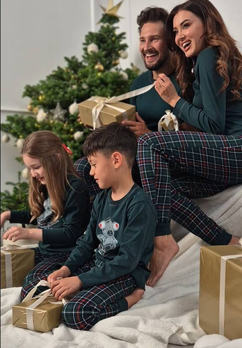 Piżama Damska długi rękaw, długie spodnie Foggia Italian Fashion - zielony/druk 