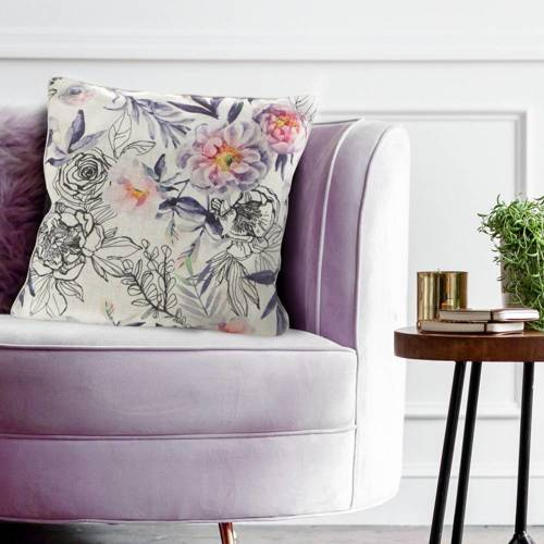 Poszewka dekoracyjna Len 17 z nadrukiem Eurofirany kremowy