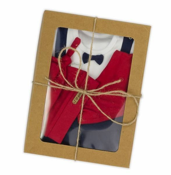 Komplet czapka, apaszka, body i spodnie 163023 "Magia Świąt" Nicol - granatowy