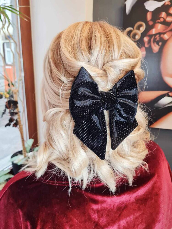 Welurowa kokarda do włosów KCZ16 Marija - czarny