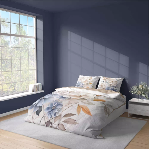 Pościel z mikrofibry kolorowa kwiaty 5315 A Detexpol beżowy 