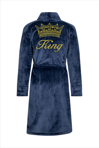 Szlafrok męski King + Korona ByShelly - granatowy/złoty