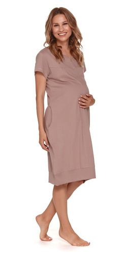 TM.4348 Koszula Nocna ciążowa i do karmienia Doctor Nap - beige