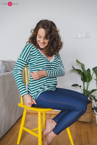 Bluzka ciążowa i do karmienia z rękawem Two Ways Milk&Love butelkowy zielony 