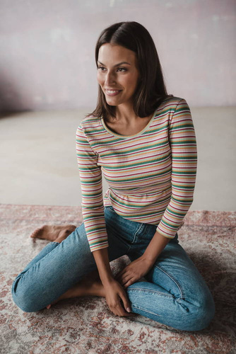 Bluzka do karmienia i ciążowa Milk Shirt Milk&Love w prążek zielony 