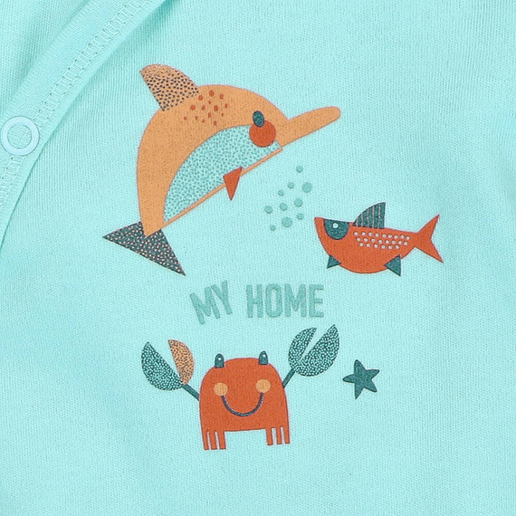 Body kopertowe z bawełny organicznej Morskie Zwierzątka Nini błękitny