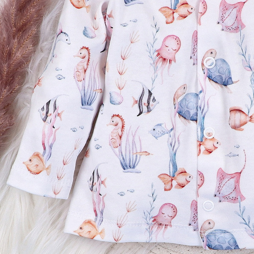 Nini Kaftanik Underwater World – organiczna bawełna, dla niemowląt, z napami