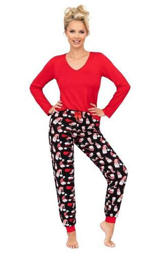 Piżama damska Santi Long Donna - czerwona