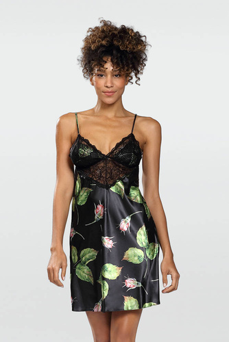 Halka satynowa Flowers  DKaren - DK-HA 08 czarny