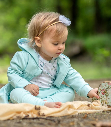 Bluza dresowa Aromatyczne listki Nini turkusowy