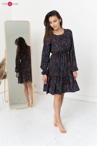 Sukienka ciążowa i do karmienia Lovely Dress Milk&Love granatowa w print