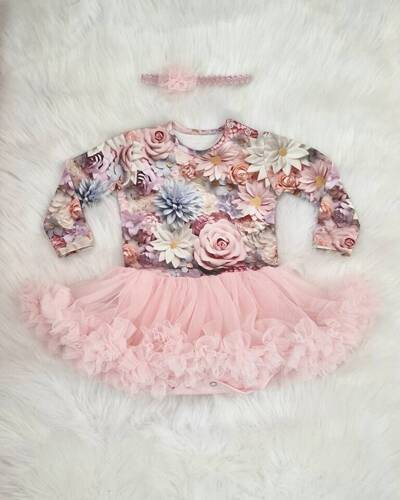 Body-sukienka długi rękaw Margaretki Bambarillo