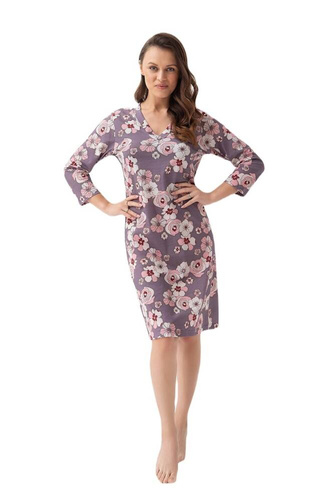 Koszula Nocna z długim rękawem 197  Luna - wrzosowy