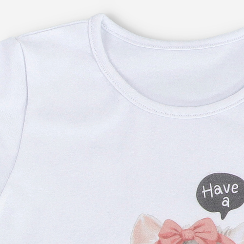 T-shirt dziewczęcy z krótkim rękawem KAR-4008/BIA Lagarto Verde biały 