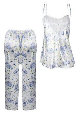 Piżama Damska Satynowa Flowers  DKaren - DK-KC 2 biały