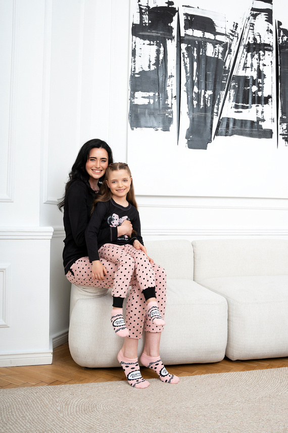 Piżama Damska długi rękaw, długie spodnie Bonilla Italian Fashion- czarny/druk