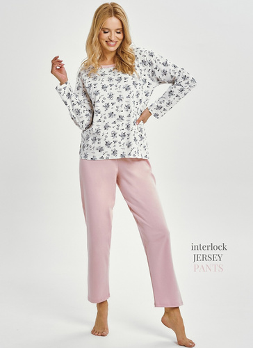 Taro 3451 Martina piżama damska biała bawełniana wygodna klasyczna