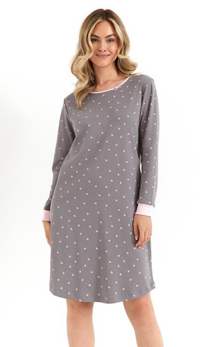 Koszula nocna damska Cana 493 – bawełna interlock, serduszka, długość do kolan