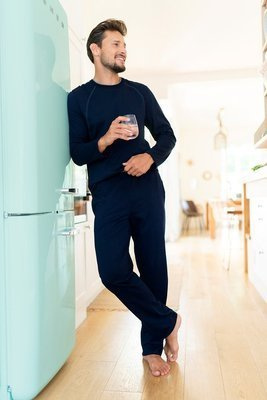 Piżama Męska długi rękaw, długie spodnie Niko Italian Fashion- granat
