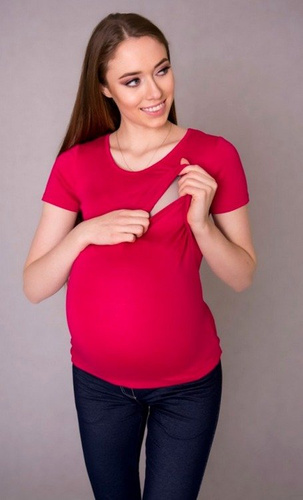 984 Bluzka ciążowa w serek do karmienia MIRACLE- amarantowa