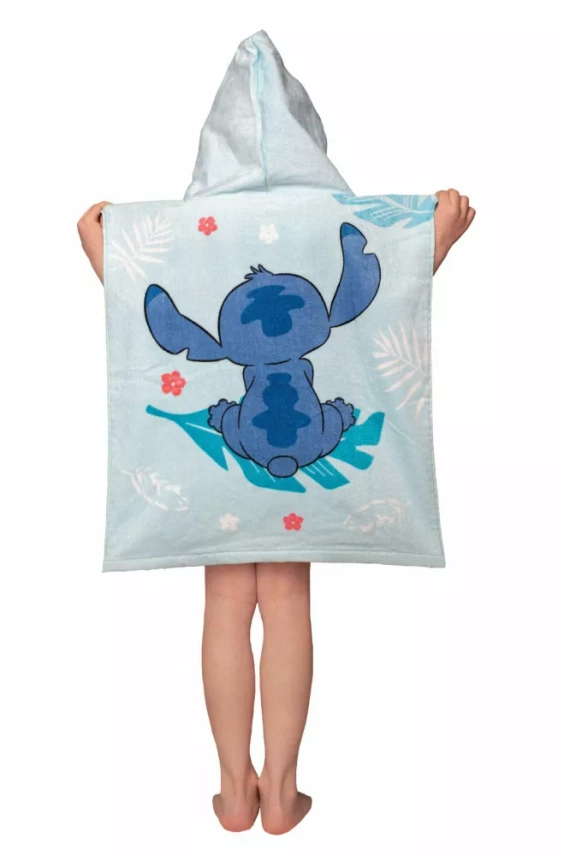 Poncho dziecięce Lilo and Stitch niebieskie | Ręcznik z kapturem Disney Jf24 | Na basen, kąpiel, plażę