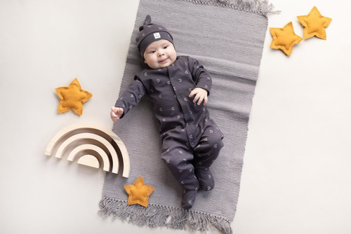 Pajac niemowlęcy "Dreamer" Pinokio - grafit druk 