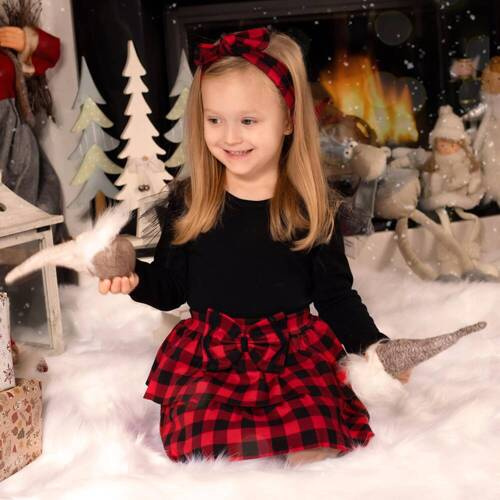 163578 Magia Świąt Spódniczka Nicol - kratka: czarny, czerwony