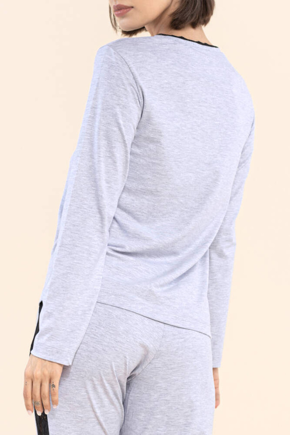 Piżama damska z koronką 12 Bonamera szary melanż