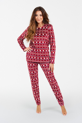 Polarowy Komplet Damski Islandia Italian Fashion - druk bordowy 