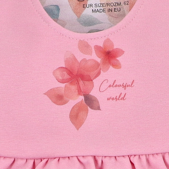 Sukienka z bawełny organicznej Kolorowe kwiatki Nini różowy