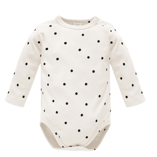 Body z długim rękawem dla dziewczynki Tres Bien Pinokio - ecru groszki