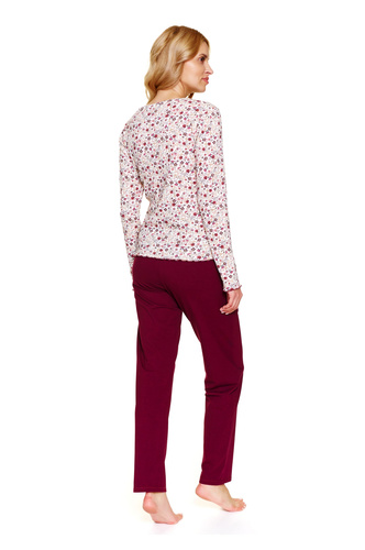 Doctor Nap 7307 – Piżama plus size rozpinana | 95% bawełna, długi rękaw - flores