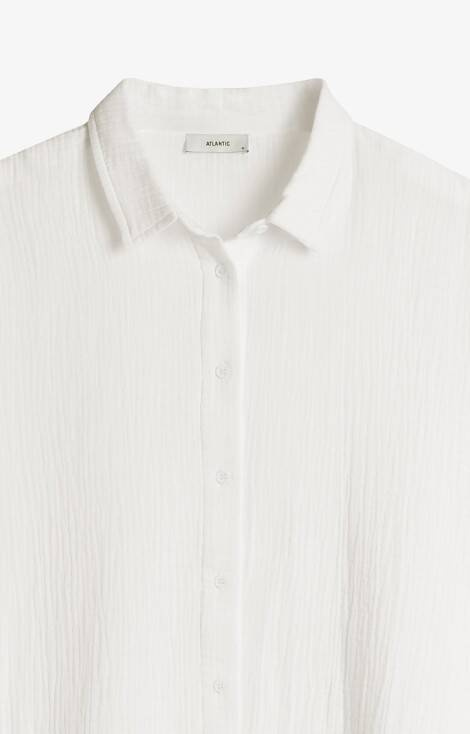 HLP-476 Piżama Damska rozpinana muślinowa Atlantic - ecru