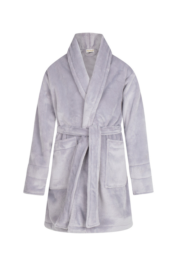 Szlafrok dziecięcy polarowy Princess + korona ByShelly - szary/złoty