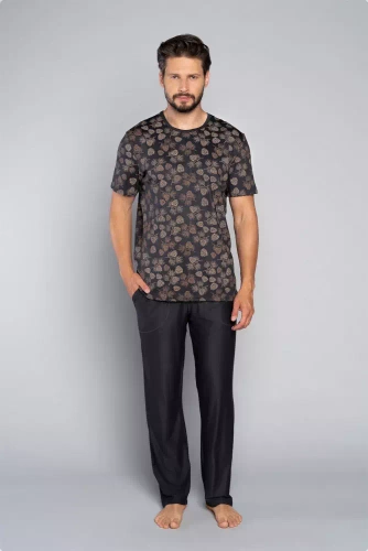 Piżama Męska z krótkim rękawem i spodenkami Pinus Italian Fashion - druk/grafit 