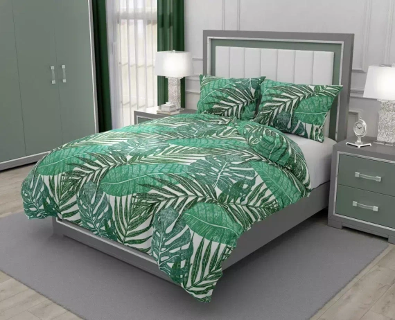 Pościel bawełniana Elegant 026 liście Faro zielony