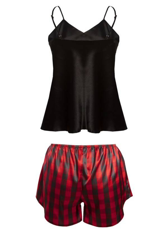 Piżama Damska Satynowa DK-KK DKaren - czarny 017