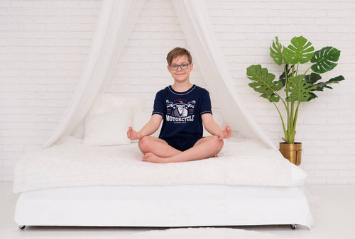 Piżama chłopięca krótki rękaw, spodnie Gibson Italian Fashion- granat