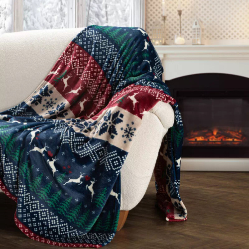 Narzuta świąteczna welurowa Carol Eurofirany granatowy