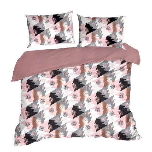 Pościel świąteczna choinki z mikrowłókna Aura Eurofirany różowy