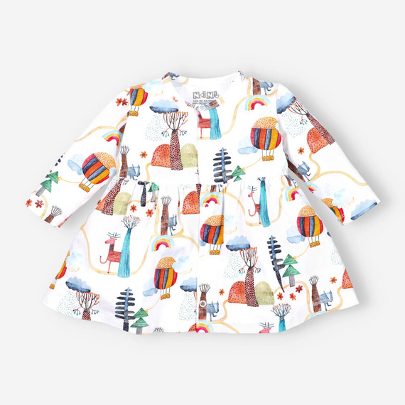 Sukienka z bawełny organicznej Kolorowy Las Nini druk
