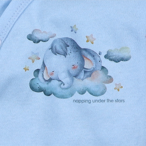 Body kopertowe Little Dreamers Nini z bawełny organicznej błękitne- dla niemowląt, 100% ekologiczne, bezniklowe napy