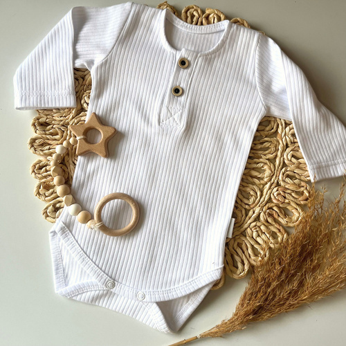 Body polo z długim rękawem BP092 Prążek Mamatti - biały