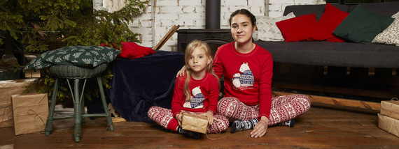 Piżama dziecięca długi rękaw, spodnie Arktyka Italian Fashion - czerwony/druk