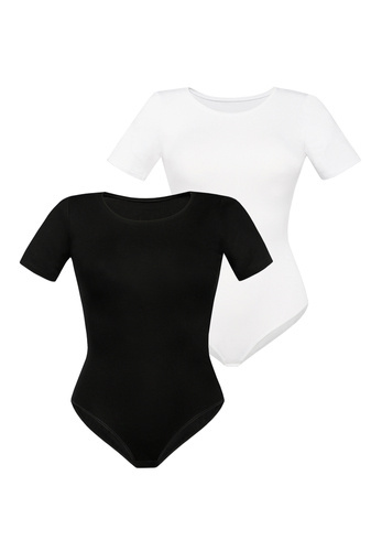 Body damskie 2403-2  2 pack Teyli czarny-biały