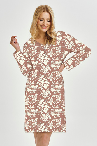 Damska koszula nocna Taro Grace 3480 brązowy– bawełna, długi rękaw, wygodna i kobieca